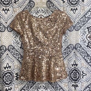Gold sequin peplum shirt